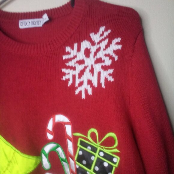 Retro Threads Sweater Christmas Holiday S Women Long Sleeve Tree Stocking - Picture 12 of 15